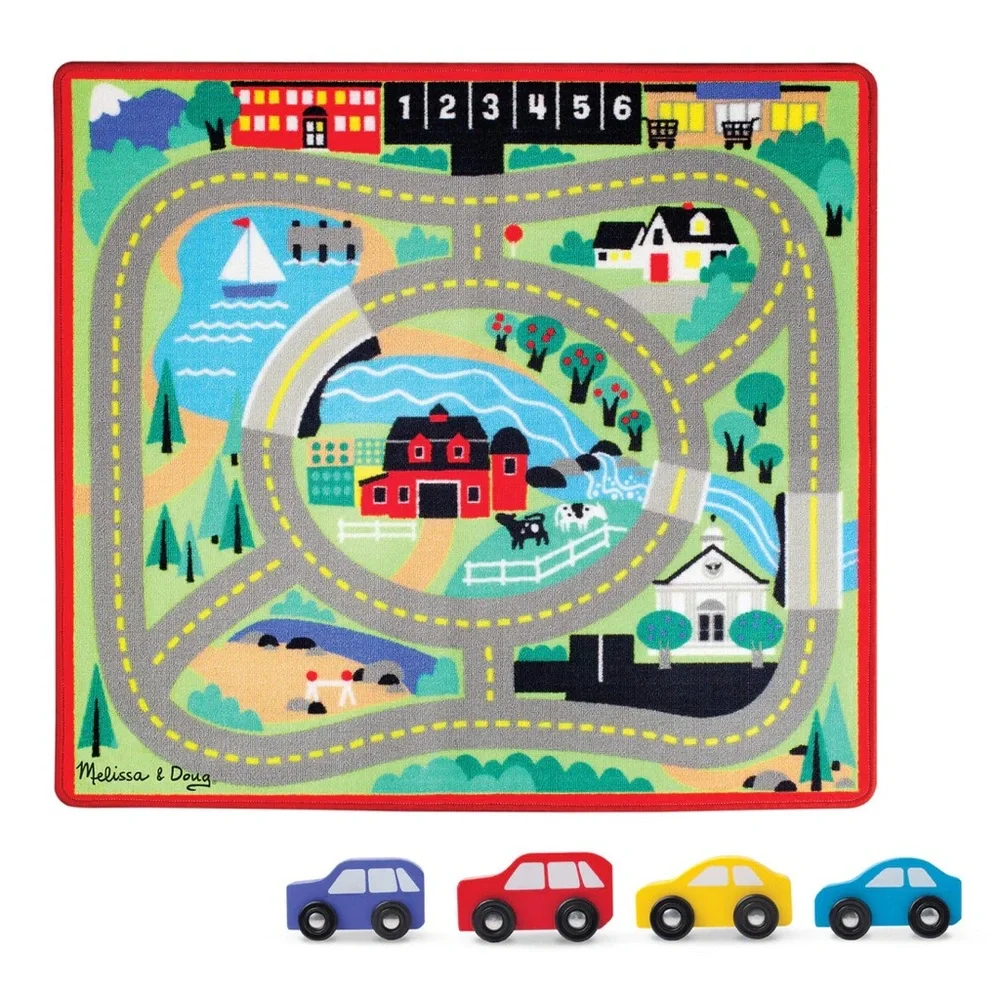 🌸 Melissa & Doug Colorful Town Country Play Mat With Cars